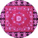 Round Machine Washable Persian Pink Traditional Rug, wshtr123pnk