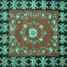 Square Machine Washable Persian Turquoise Traditional Area Rugs, wshtr123turq