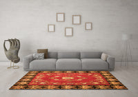 Machine Washable Persian Orange Traditional Rug, wshtr123org