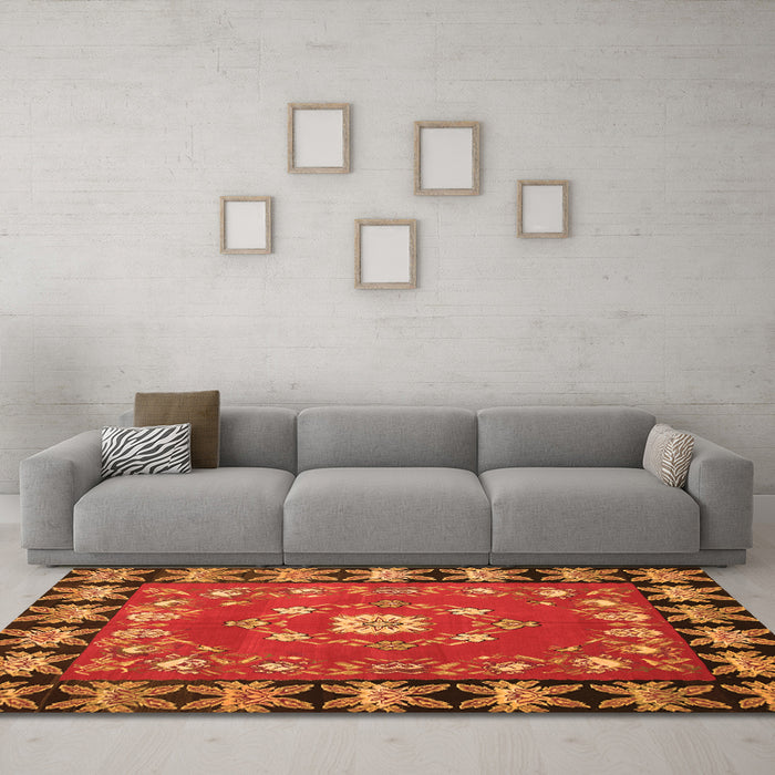 Machine Washable Persian Orange Traditional Area Rugs in a Living Room, wshtr123org