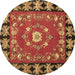 Round Persian Brown Traditional Rug, tr123brn
