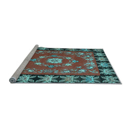 Sideview of Machine Washable Persian Light Blue Traditional Rug, wshtr123lblu