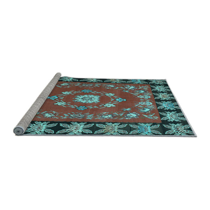 Sideview of Machine Washable Persian Light Blue Traditional Rug, wshtr123lblu