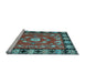 Sideview of Machine Washable Persian Light Blue Traditional Rug, wshtr123lblu