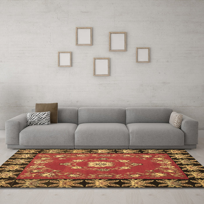 Machine Washable Persian Brown Traditional Rug in a Living Room,, wshtr123brn