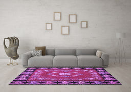 Machine Washable Persian Purple Traditional Area Rugs in a Living Room, wshtr123pur
