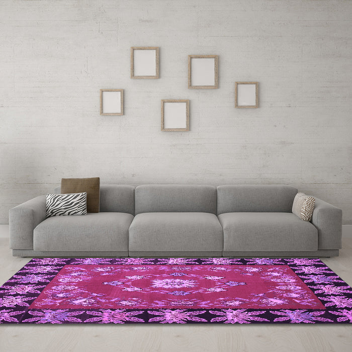 Machine Washable Persian Purple Traditional Area Rugs in a Living Room, wshtr123pur
