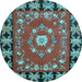 Round Machine Washable Persian Light Blue Traditional Rug, wshtr123lblu