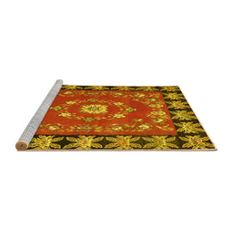 Sideview of Machine Washable Persian Yellow Traditional Rug, wshtr123yw