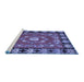 Sideview of Machine Washable Persian Blue Traditional Rug, wshtr123blu