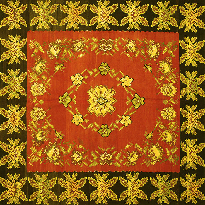 Square Persian Yellow Traditional Rug, tr123yw