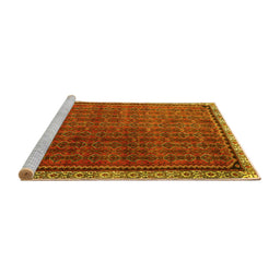 Sideview of Machine Washable Persian Yellow Traditional Rug, wshtr1240yw