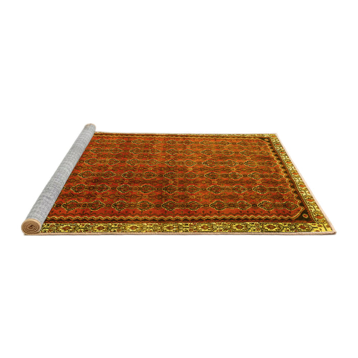 Sideview of Machine Washable Persian Yellow Traditional Rug, wshtr1240yw