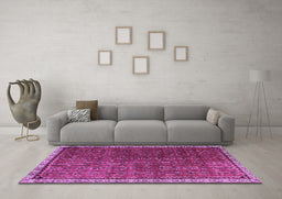 Machine Washable Persian Purple Traditional Area Rugs in a Living Room, wshtr1240pur