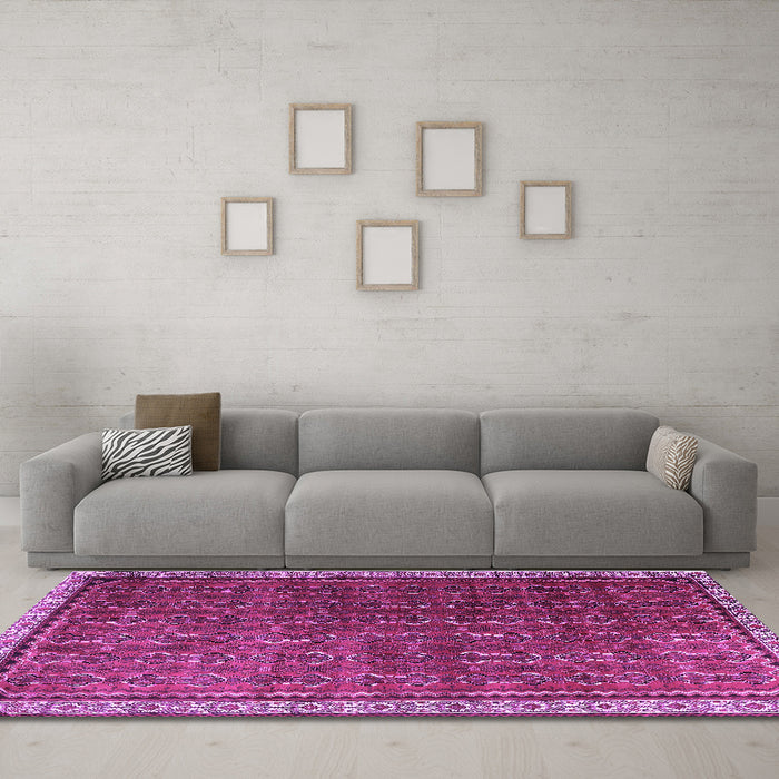 Machine Washable Persian Purple Traditional Area Rugs in a Living Room, wshtr1240pur