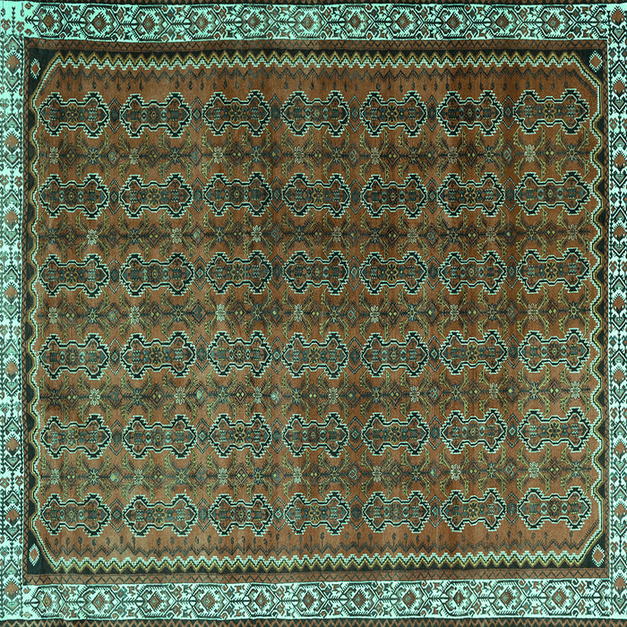 Square Persian Turquoise Traditional Rug, tr1240turq