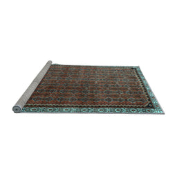 Sideview of Machine Washable Persian Light Blue Traditional Rug, wshtr1240lblu