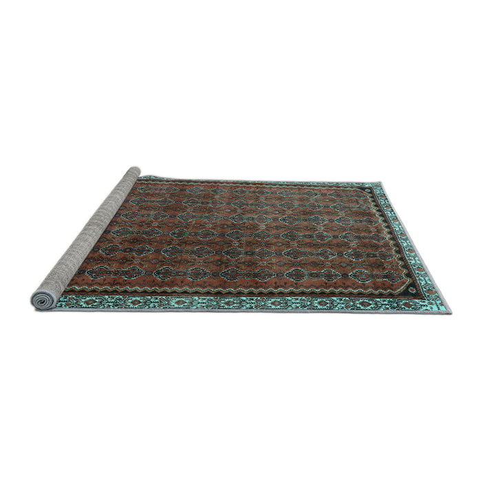 Sideview of Machine Washable Persian Light Blue Traditional Rug, wshtr1240lblu
