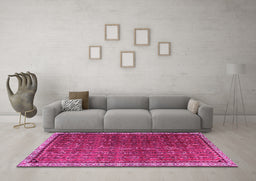 Machine Washable Persian Pink Traditional Rug in a Living Room, wshtr1240pnk