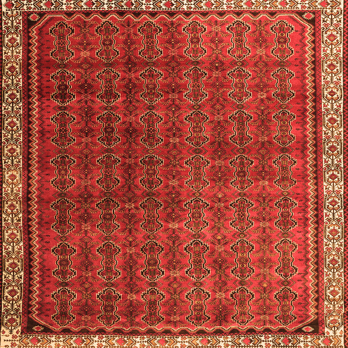 Round Machine Washable Persian Orange Traditional Area Rugs, wshtr1240org