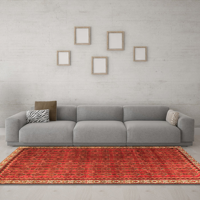 Machine Washable Persian Orange Traditional Area Rugs in a Living Room, wshtr1240org
