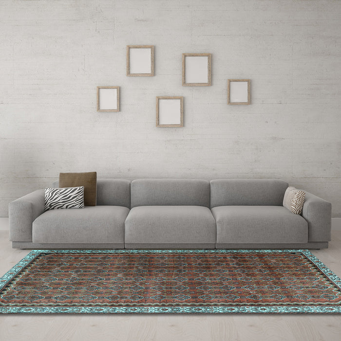 Machine Washable Persian Light Blue Traditional Rug in a Living Room, wshtr1240lblu