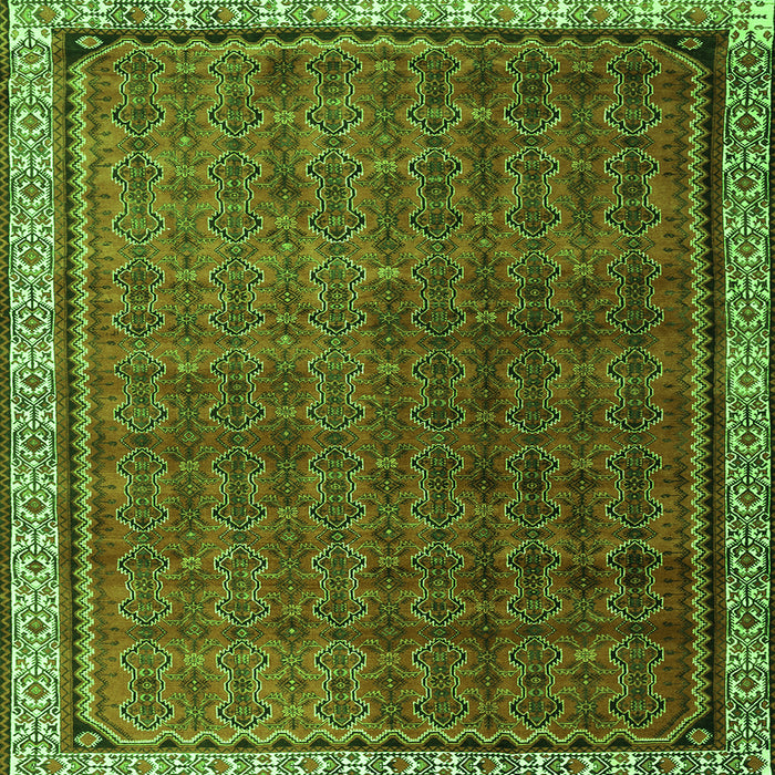 Round Machine Washable Persian Green Traditional Area Rugs, wshtr1240grn