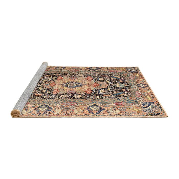 Sideview of Machine Washable Traditional Sepia Brown Rug, wshtr1241