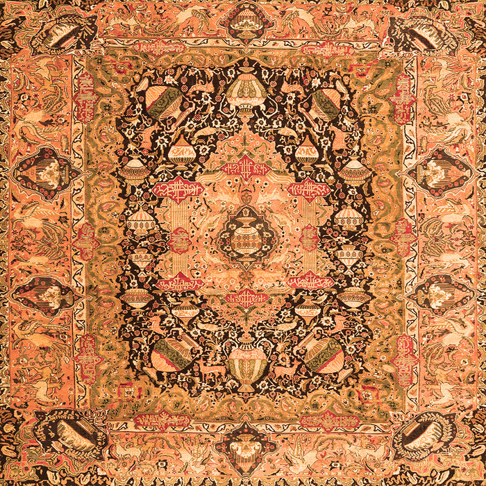 Round Machine Washable Animal Orange Traditional Area Rugs, wshtr1241org