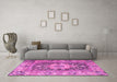 Machine Washable Animal Pink Traditional Rug in a Living Room, wshtr1241pnk