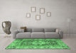 Machine Washable Animal Emerald Green Traditional Area Rugs in a Living Room,, wshtr1241emgrn