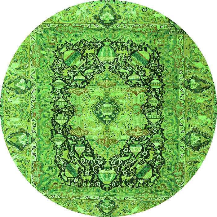Square Animal Green Traditional Rug, tr1241grn