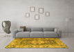 Machine Washable Animal Yellow Traditional Rug in a Living Room, wshtr1241yw