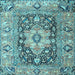 Square Machine Washable Animal Light Blue Traditional Rug, wshtr1241lblu