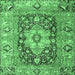 Square Animal Emerald Green Traditional Rug, tr1241emgrn