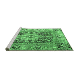 Sideview of Machine Washable Animal Emerald Green Traditional Area Rugs, wshtr1241emgrn