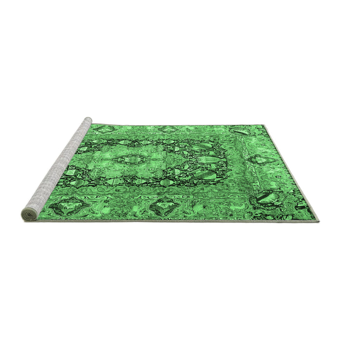 Sideview of Machine Washable Animal Emerald Green Traditional Area Rugs, wshtr1241emgrn