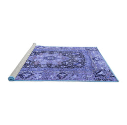 Sideview of Machine Washable Animal Blue Traditional Rug, wshtr1241blu