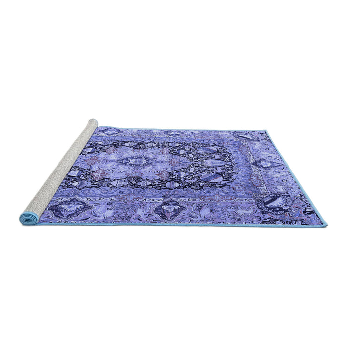 Sideview of Machine Washable Animal Blue Traditional Rug, wshtr1241blu