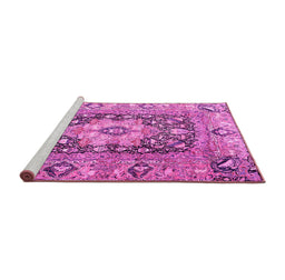 Sideview of Machine Washable Animal Pink Traditional Rug, wshtr1241pnk