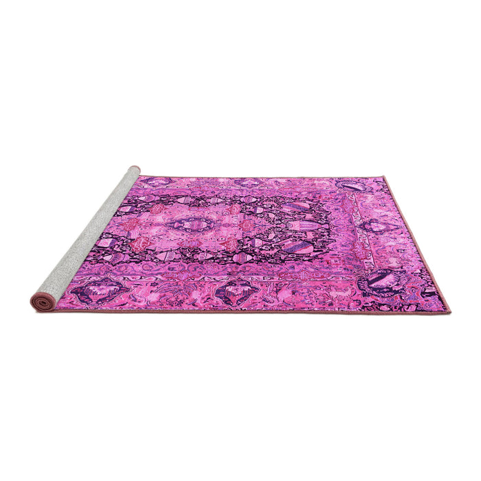 Sideview of Machine Washable Animal Pink Traditional Rug, wshtr1241pnk