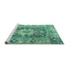 Sideview of Machine Washable Animal Turquoise Traditional Area Rugs, wshtr1241turq