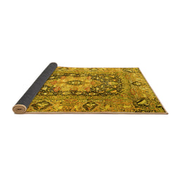 Sideview of Animal Yellow Traditional Rug, tr1241yw