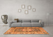 Machine Washable Animal Orange Traditional Area Rugs in a Living Room, wshtr1241org