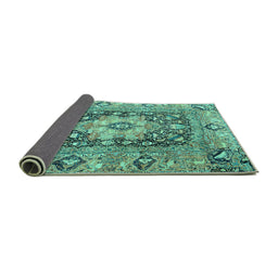 Sideview of Animal Turquoise Traditional Rug, tr1241turq