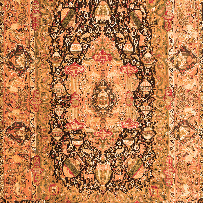 Serging Thickness of Machine Washable Animal Orange Traditional Area Rugs, wshtr1241org