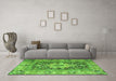 Machine Washable Animal Green Traditional Area Rugs in a Living Room,, wshtr1241grn