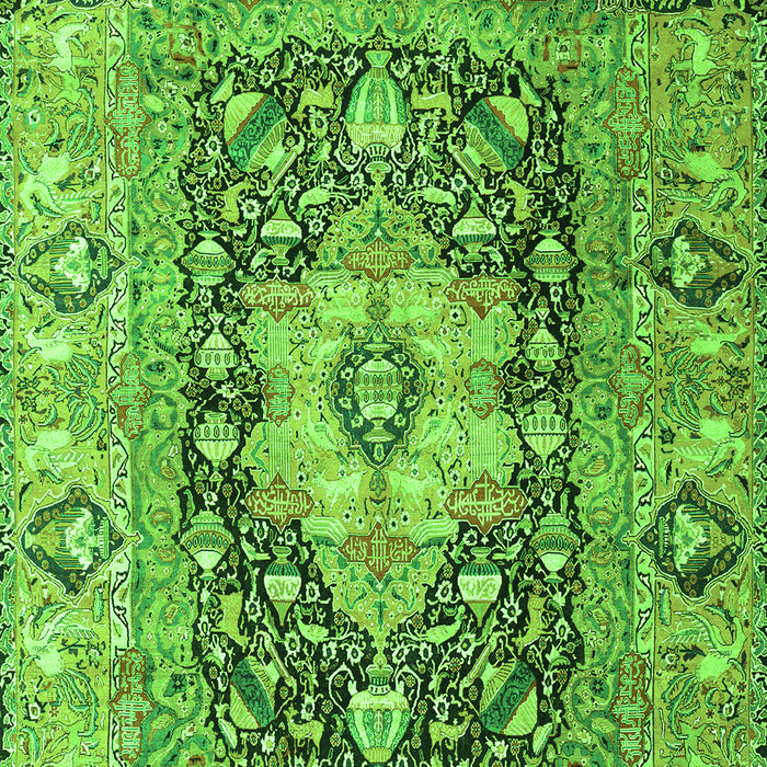 Animal Green Traditional Rug, tr1241grn