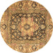 Round Animal Brown Traditional Rug, tr1241brn