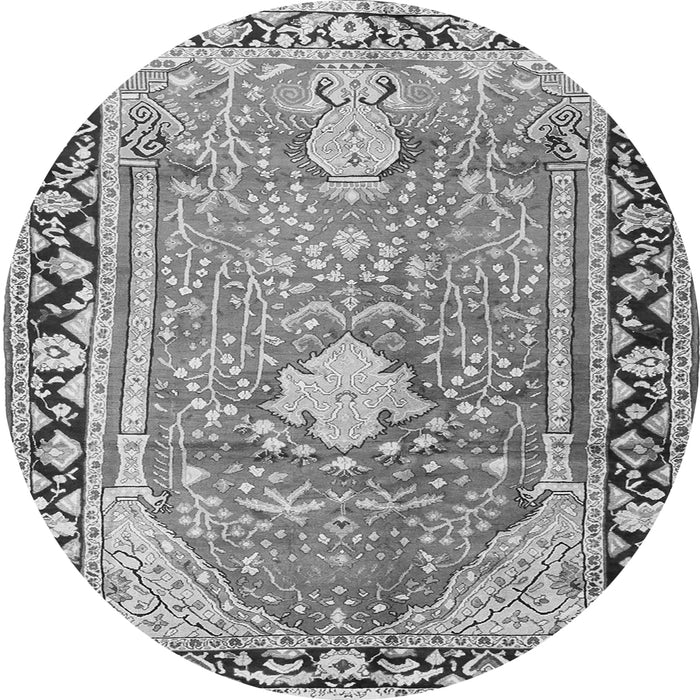 Machine Washable Medallion Gray Traditional Rug, wshtr1242gry